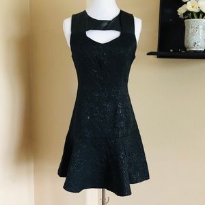 Black Emboss Cocktail Mini SuperCute Keyhole Dress